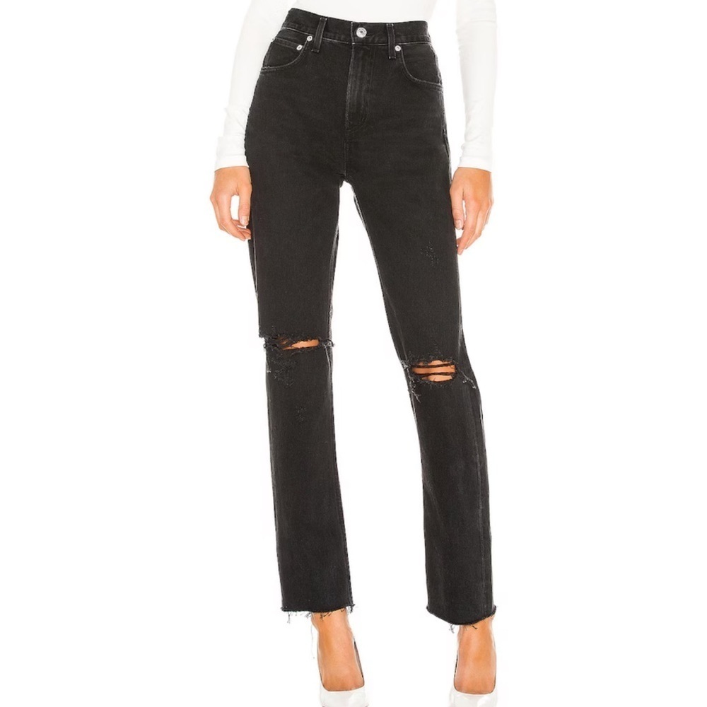 Cherie High Rise Straight Jeans in Distortion black size 24